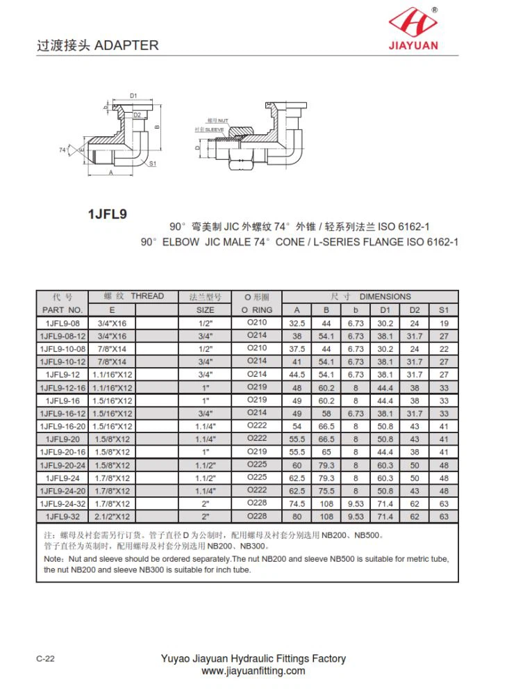 SAE Code 61 Adapter Jic tal-Flanġ minkeb