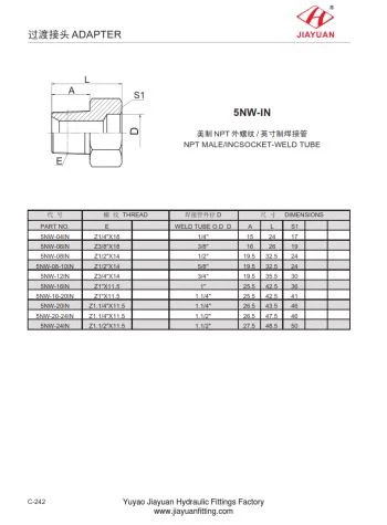 Fittings idrawliċi maskili NPT